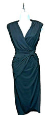 Gok for Tu Black Slinky Stretch Faux Wrap Dress Size 8 Sexy Evening Party Night