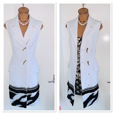Roberto Cavalli Class White Sleeveless Coat Uk Size 14