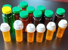 Empty Pill Bottles Lot of 16 Mixed Sizes With Lids pre-owned lock and easy open