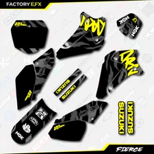Black Yellow Fierce Racing Graphics Sticker Kit fits Suzuki DRZ125 01-07 DRZ 125