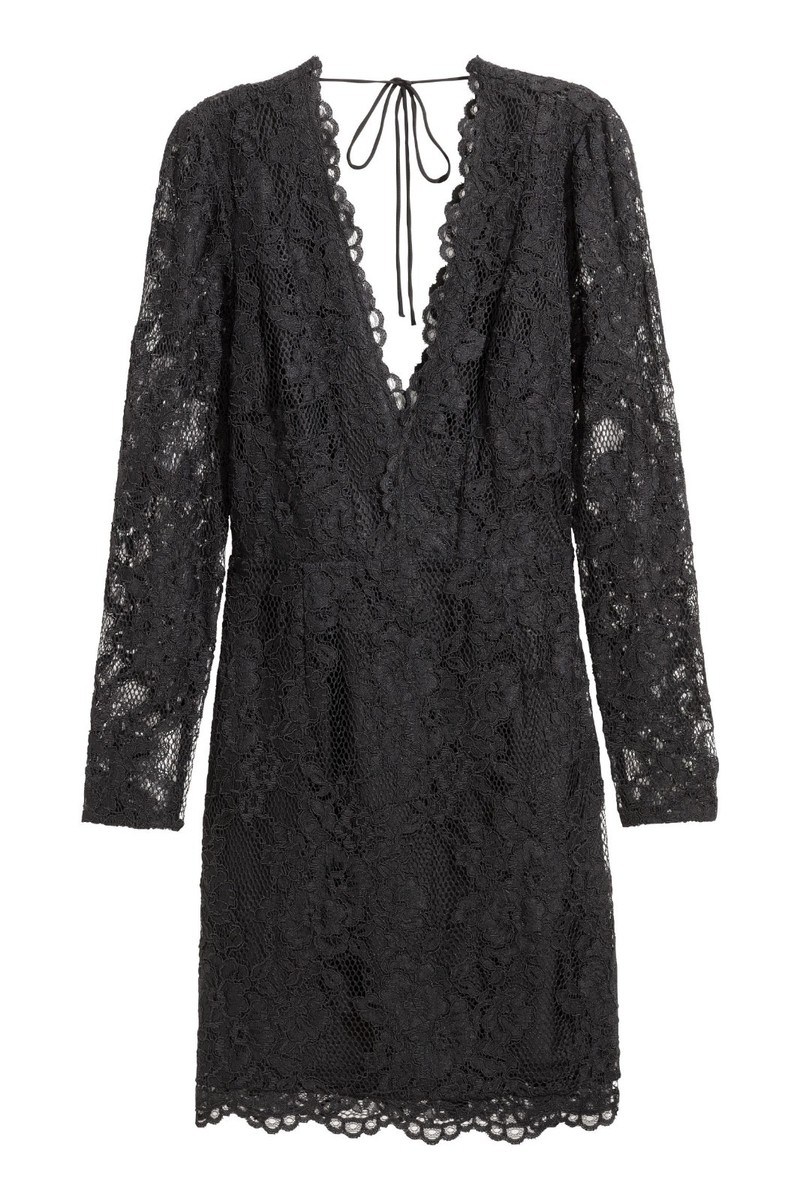 NWT - Black V-Neck H&M Sheath Lace Dress, Size 14 NWT - Black V-Neck H&M Sheath Lace Dress, Size 14