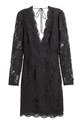 NWT - Black V-Neck H&M Sheath Lace Dress, Size 14 | eBay