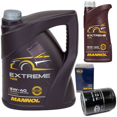Motoröl Set MANNOL Extreme 5W-40 6 Liter + Ölfilter für Opel Omega A 2.3 73 PS