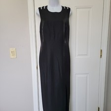 Liz Claiborne Night Criss Cross Strappy Back Shiny Black Evening Gown Size 12