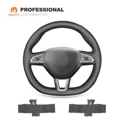 Genuine Leather Steering Wheel Cover for Skoda Octavia Fabia Kodiaq Citigo Scala