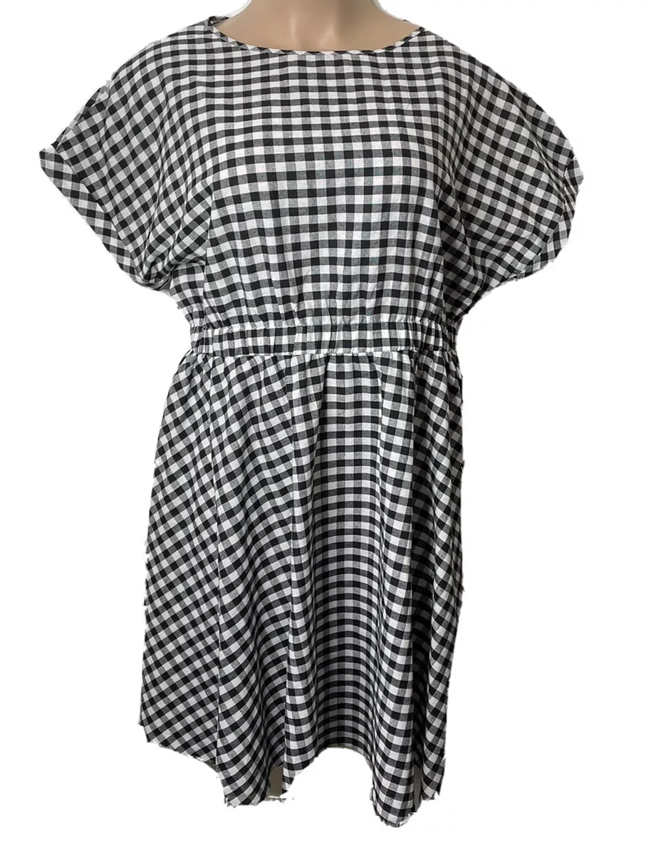 Shein Curve Fit and Flare ￼Dress Size 3XL Black and White Check￼ Short  Sleeve