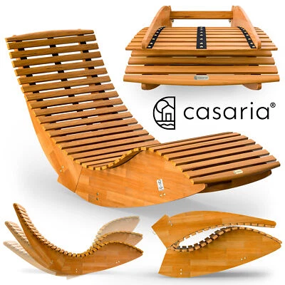 CASARIA® Gartenliege Sonnenliege Liege Holz Wetterfest Schaukelfunktion Garten