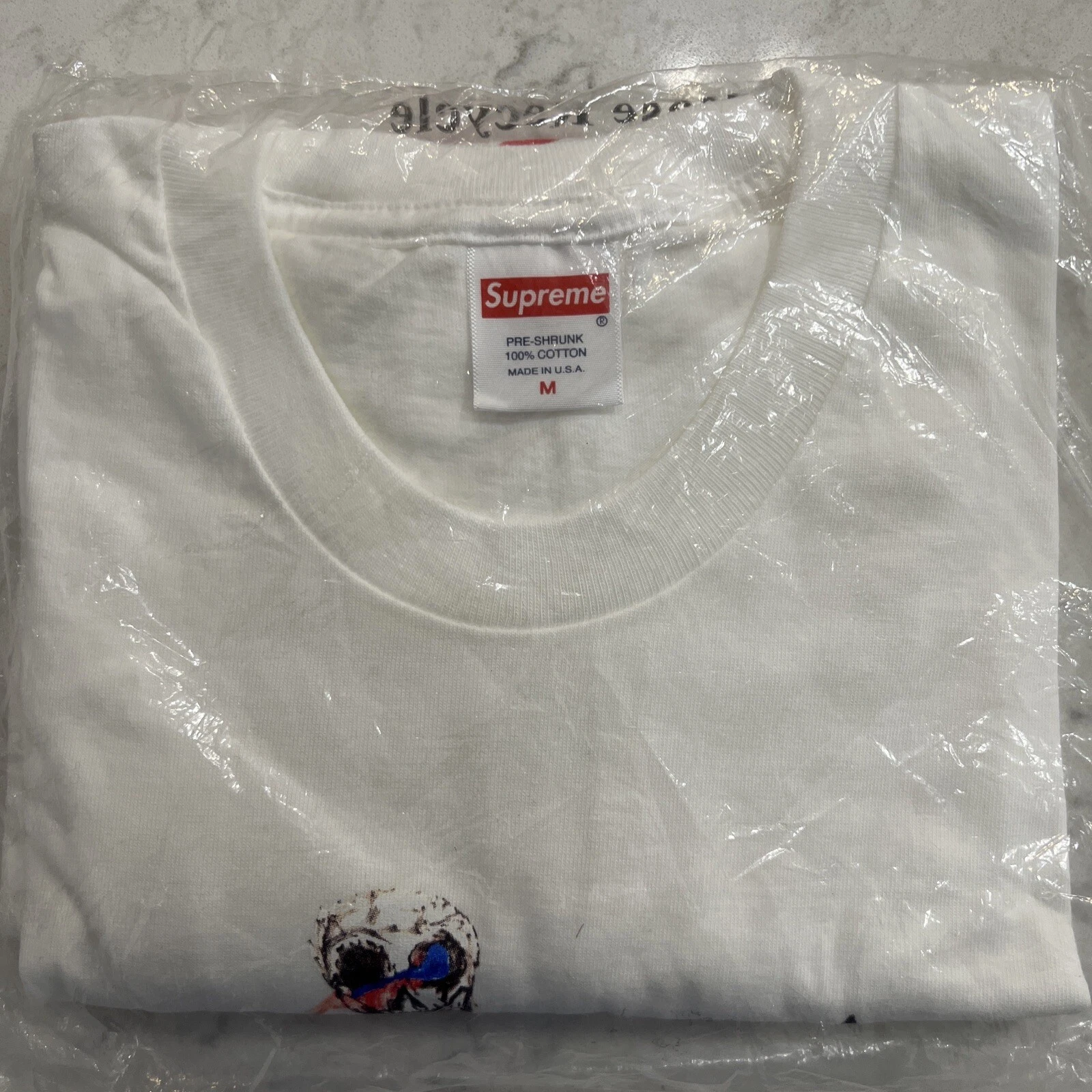 T shirt squelette blanc Supreme taille moyenne SS21 neuf étiquettes scellées boîte de camp