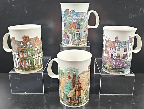 4 Pc Dunoon Cottages Mugs Variety Set Village Home Drink Coffee Cup Scotland Lot