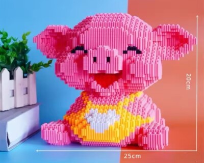 Block, Schwein, Montage, Figur Schwein, in 3D für Dekoration oder Schlafzimmer