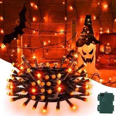 2-Pack Halloween Orange LED String Lights - 3M/30LED Waterproof Fairy Lights...