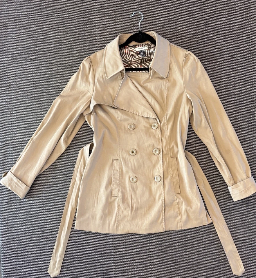 Gabardina de Colección VERTIGO PARIS Doble Pecho Talla M/L Tostado Preppy Forro Boho Foto 2 de 4