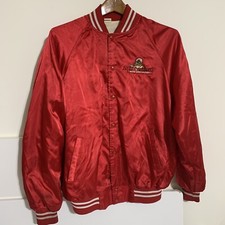 Midwest Auto Specialties Vtg 70s 80s Red Logo Racing Jacket Large 25 Pit To Pit