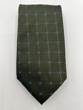 Vtg Chaps Ralph Lauren Necktie Green Silk Geometric Made in USA 3.75 X 57.25"