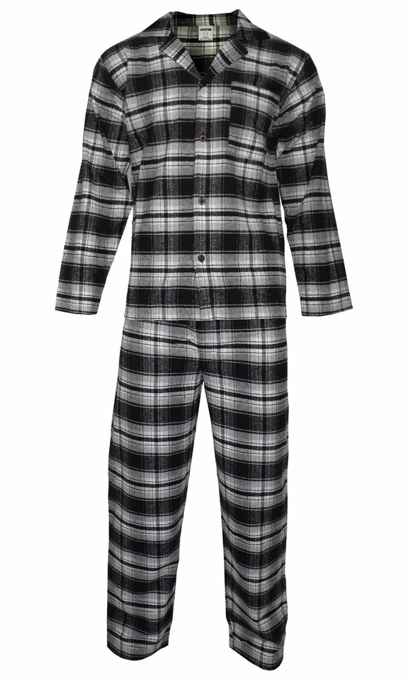 Mens Pyjamas Flannel/Brush Cotton Warm PJ Pyjama Set PJS Sizes S-4XL Nightwear