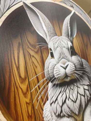 Beautiful Round Aluminum 8” X 8” English Lop Rabbit Sign NEW Hangable Cute - Picture 3 of 5