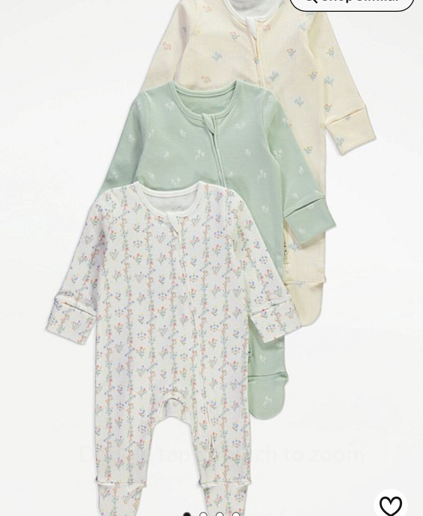 Zip Up George Baby Grows George Baby Pack Zipped Ditsy Floral Long