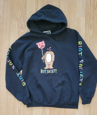Riot Society Hoodie Size SMALL Bear Logo Black