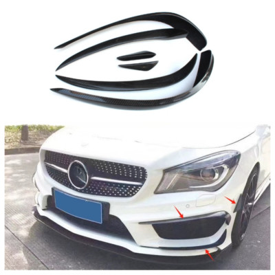 for Mercedes W117 CLA45 AMG 2013-2015 Carbon Fiber Front Bumper Lip Spoiler Fins