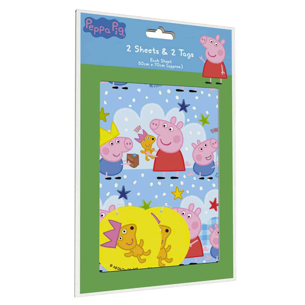 Giftwrap and Tags Peppa Pig 2 Sheets 2 Tags Gift Wrap Present Paper