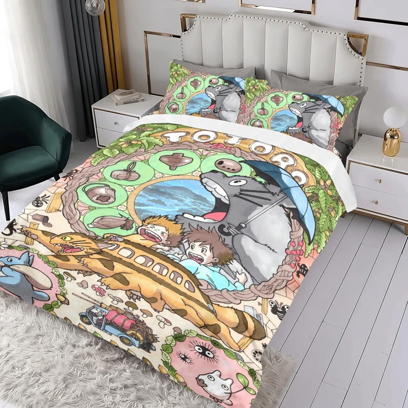 My Neighbor Totoro Bed Duvet Cover Set for Kids 3-Piece Comforter Bedding