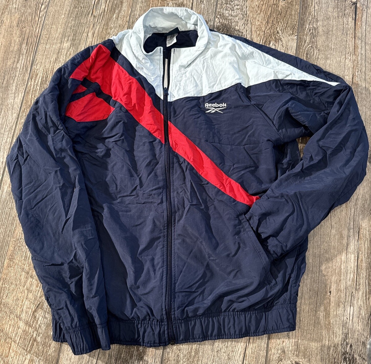 Vintage REEBOK SPORT Windbreaker Jacket Men's LRG Red White Vintage REEBOK SPORT Windbreaker Jacket Men's LRG Red White