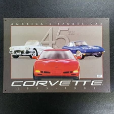 Vintage Tin Sign America's Sports Car Corvette 1953-1998 16"x11" Man Cave Decor