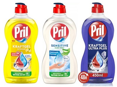 PRIL Kraftgel 1x Ultra Plus & 1x Zitrone & 1x Sensitive Aloe Vera 3x 450ml