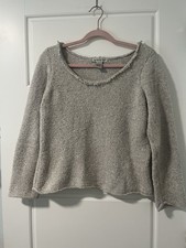 Women's Grey Soft Pullover Sweater Long Sleeve Winter Sweatshirt Size Medium