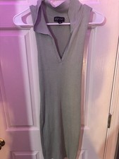Say What Sleeveless Ribbed Polo Dress Sage Green XL