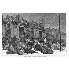 RUSSO TURKISH WAR Arrival of Train of Fugitives at Stamboul - Antique Print 1878