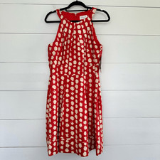 Eliza J Women’s 12 Polka Dot Red Orange Dress New
