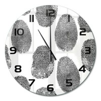 Glasuhr Runde Moderne Wanduhr Aus Glas FingerabdrüCke Schwarze Zeiger Fi60 Cm