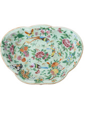 Antique 19th c. Chinese Celadon Canton Famille Rose dish Platter serving bowl