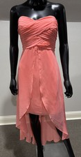 David s Bridal Coral Melon Strapless High Low Prom Dress Formal 10 NWT