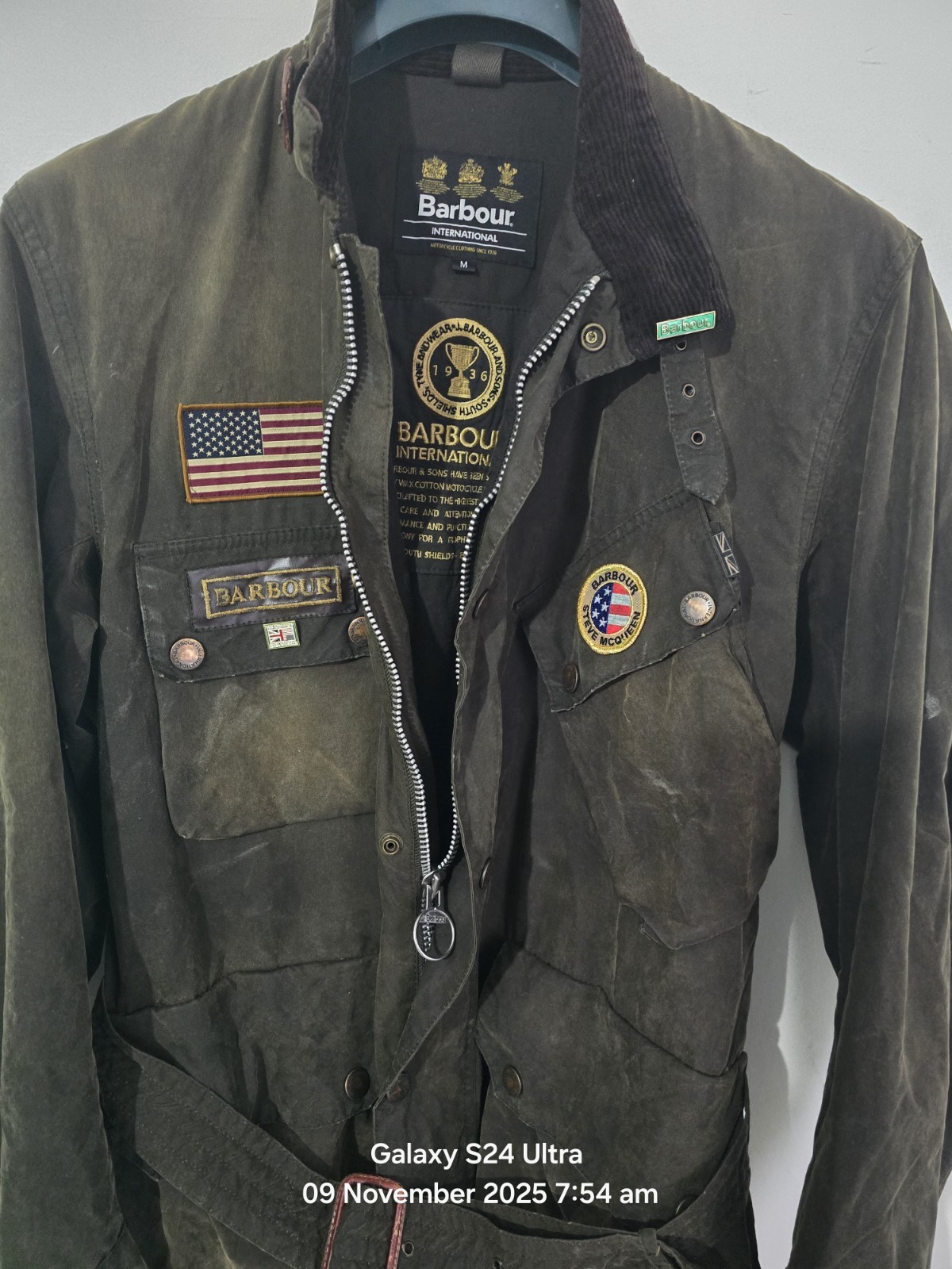 Rare Barbour International Distressed Wax Mens Jackets Size M image 6