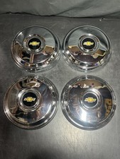 Vintage Chevrolet Chrome Dog Dish Hub Caps 10 Id 10.5 Od No Dents Nice Chevy