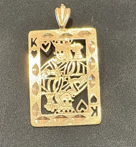 Vintage 14k Gold Suicide King of Hearts Playing Card Charm Michael Anthony 2gr
