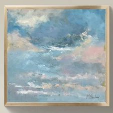 Original Fine Art Painting 12x12 | Signed Canvas | Impressionist Sky Landscape