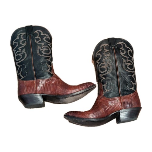NOCONA Western Cowboy Boots 1524-27-305 Cognac Lizard Leather Women's Size 9D - Picture 7 of 13