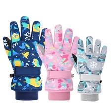 Kinder Ski Handschuhe Wasserdicht Warm Flauschig Anti-Rutsch