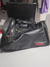 Vintage Wilson Black Real Leather Duffle Bag Gym Travel Carry On Luggage Black