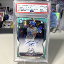 KENDALL GEORGE 1st Refractor 2023 Bowman Chrome Draft AUTO Aqua Wave /199 PSA 9