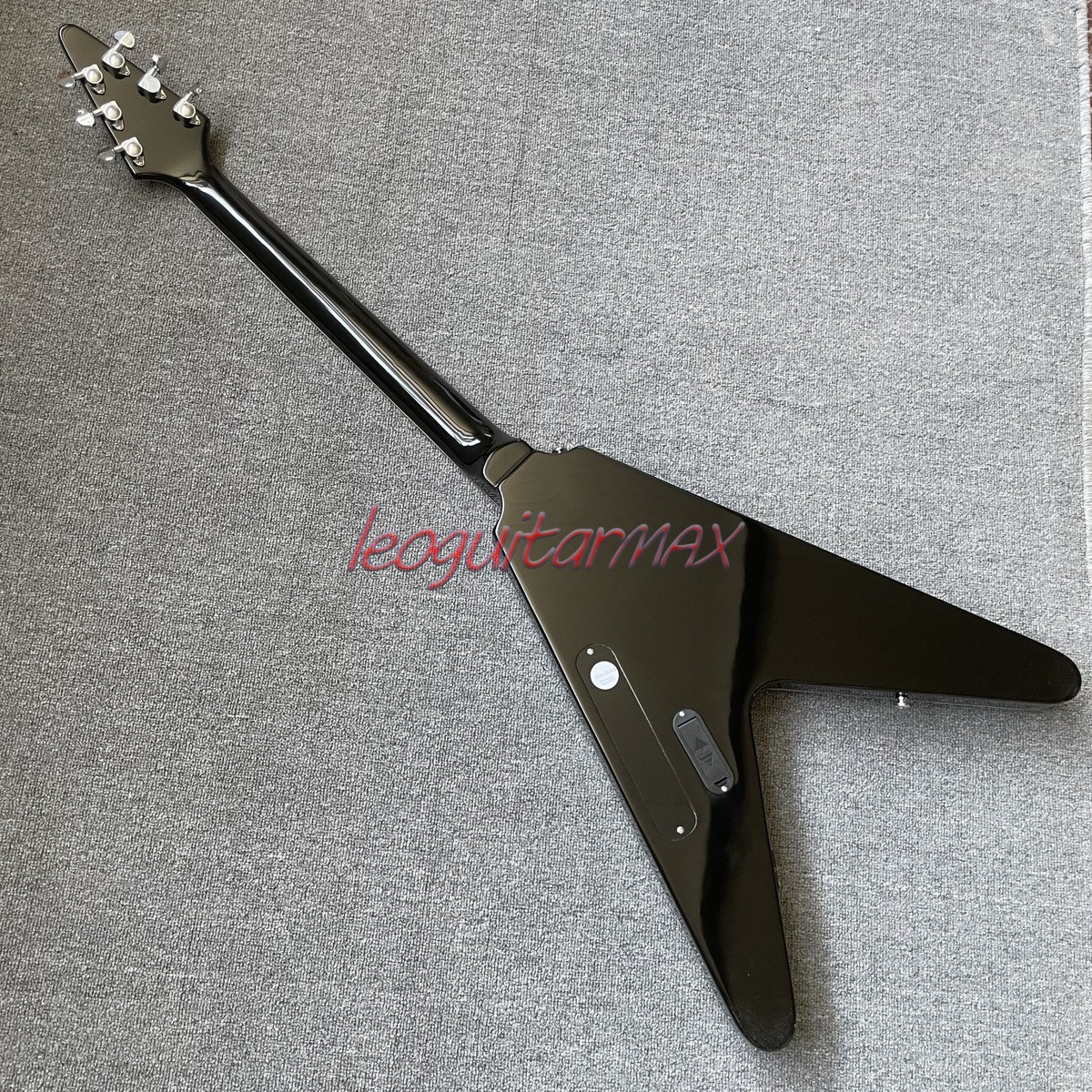 Black Custom Flying V Electric Guitar Active Pickups 24 Frets Fast