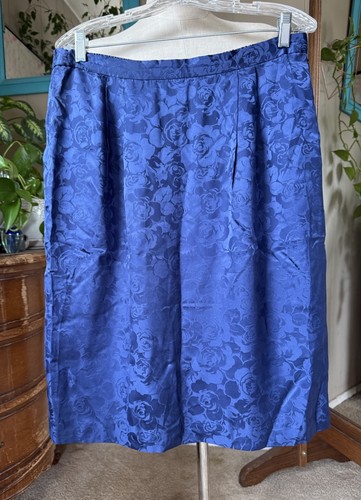 Blue Floral 100% Silk Skirt, size 16 - Picture 3 of 8