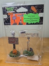 Lemax Spooky Town Collection Scary Signs Set of 2 Keep Out! & No Trespassing