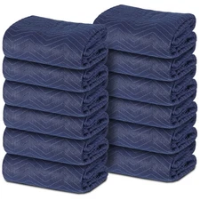 12 Moving Packing Blankets 80"x72" (35 lb/dz) Shipping Furniture Pads Dark Blue