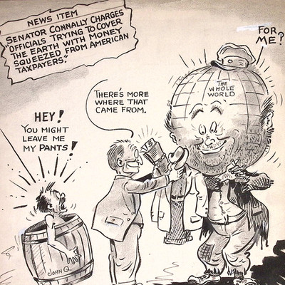 Senator Connally Squeezes Taxpayer George White Tampa Tribune Original Drawing