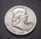 1957 Franklin Half Dollar • 90% Silver • Circulated • X102