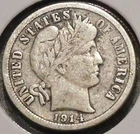 Silver Dime - Barber - 1914-S (Readable Liberty)